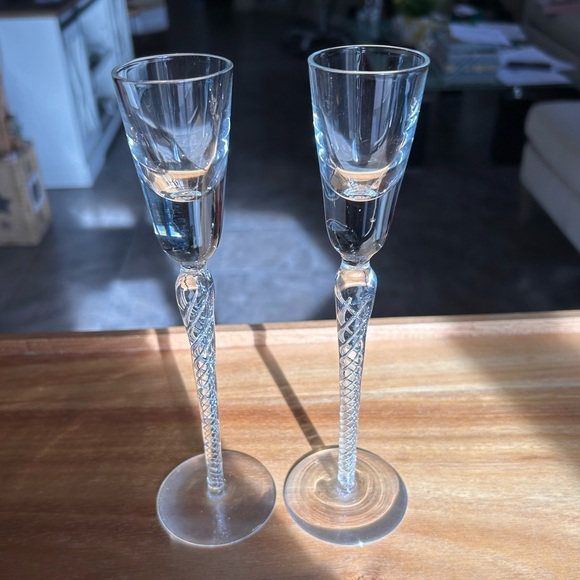 2 Bohemia Crystal Crystalex Boc 270 Air Twist Aperitif/Cordial Glasses - Picture 2 of 3